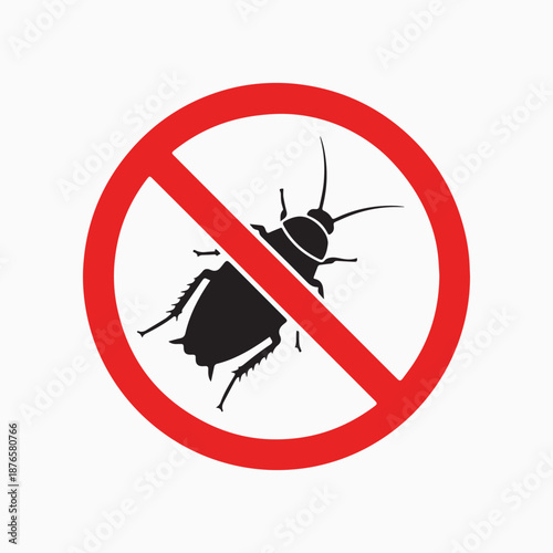 No Cockroach Prohibited Sign Icon for Pest Control and Hygiene Awareness