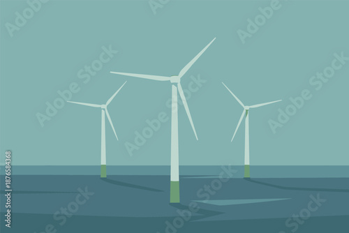 Offshore Wind Farm Generating Clean Energy, renewable energy concept