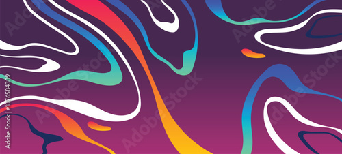 Fluid abstract background with vibrant swirling colors and organic shapes in blue purple and pink