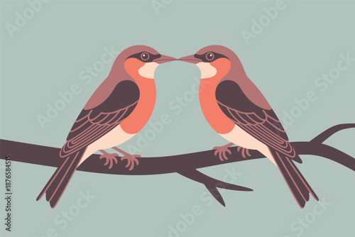 Lovebirds on a Branch, romantic wildlife concept