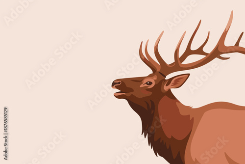 Majestic Elk with Antlers Bugling, wildlife mating season concept with copy space