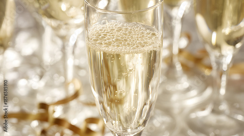 champagne. Elegant champagne flute with golden reflections, representing celebration and refined taste. bar promotions, beverage menus, designed for food & beverage menus and cafe branding.