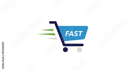 Fast shopping cart icon with motion blur effect.