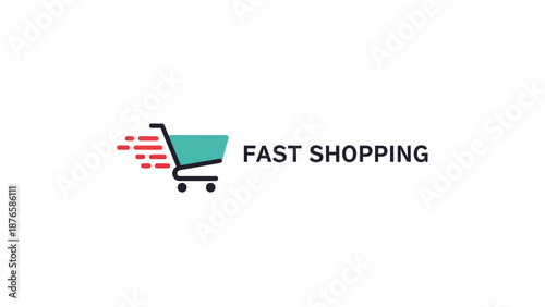 Fast Shopping Cart Icon with Speed Lines.