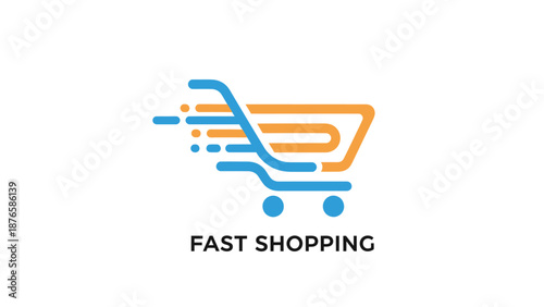 Fast Shopping Cart Logo Design for Quick E-commerce and Retail.