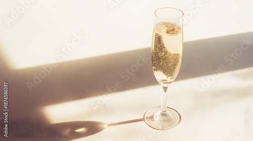 champagne. Elegant champagne flute with golden reflections, representing celebration and refined taste. bar promotions, beverage menus, designed for food & beverage menus and cafe branding.