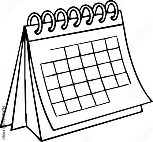 A minimalist illustration of a desk calendar on transparent background