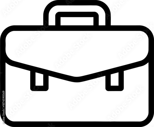 Black and white of a briefcase with a handle and flap