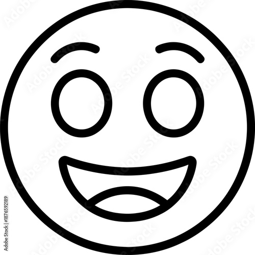 Black and white smiling face with closed eyes and eyebrows