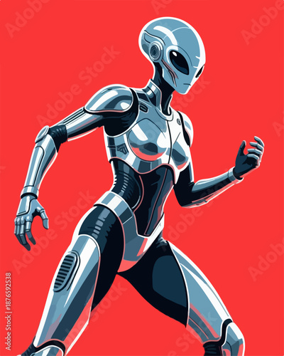 Futuristic Alien Character in Robot Suit Sci-Fi Illustration