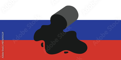 Russian flag and petroleum background. Crude oil reserves. Russian Federation