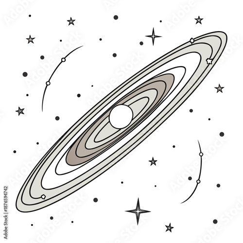 Saturn like planet with ring system and stars space 1