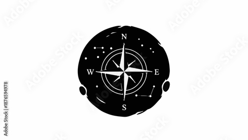 Celestial compass guiding through the starry night sky, symbolizing direction and exploration