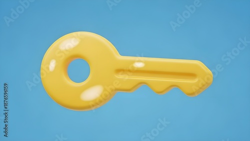 A bright yellow 3D lock icon with a glossy effect on a plain blue background. The design is minimalist, modern, and aesthetically pleasing.