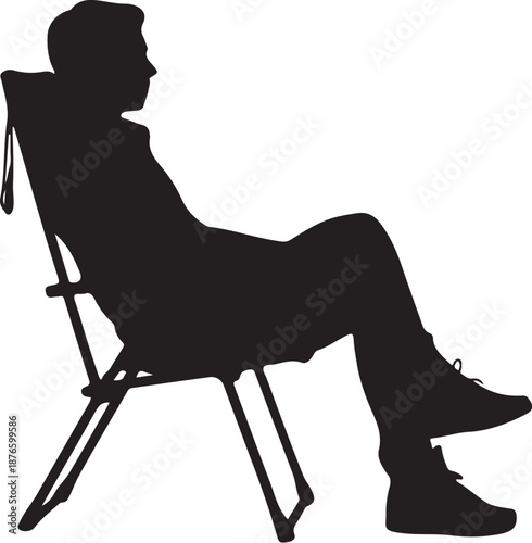 Silhouette of a person sitting on a folding chair black