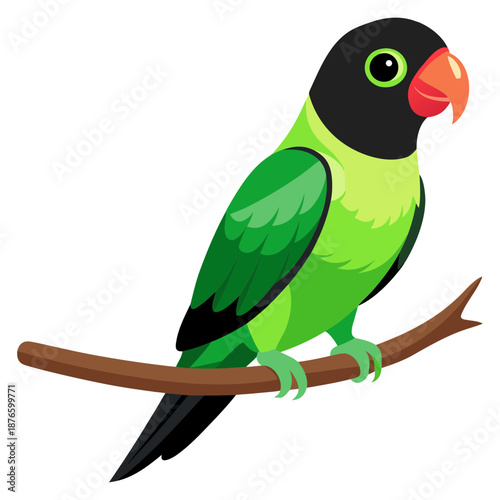 Vector art illustration of a bird sitting on a branch