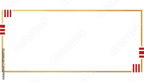 Elegant gold frame with red accents on a white background