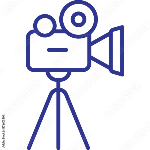 Vintage Video Camera Icon on Tripod