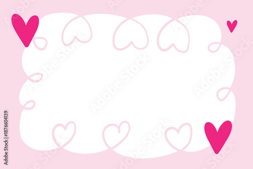 Heart rectangle frame hand drawn for element, illustration and Valentine