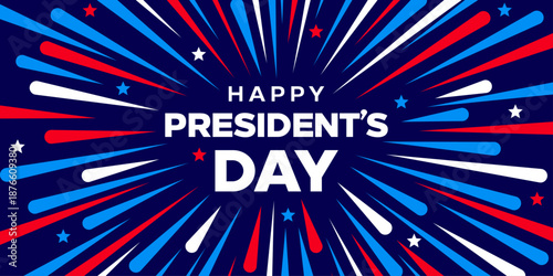 President Day background, US holiday banner, fireworks