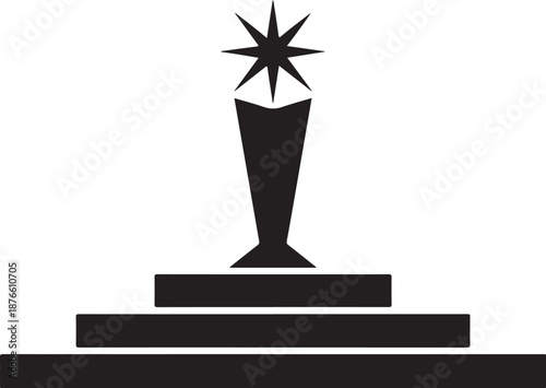 Black and white trophy with star on a pedestal
