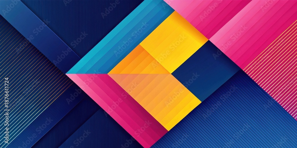 Fototapeta premium Vibrant Geometric Abstract Design Featuring Interlocking Shapes and Gradient Colors in a Bold and Modern Style