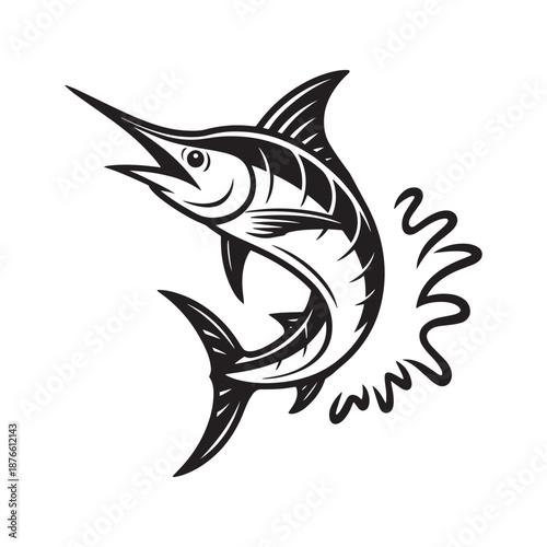 Marlin Fish Silhouette Jumping Ocean Sport Icon