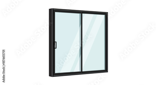 Modern Sliding Glass Window with Black Frame.