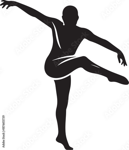 Silhouette of a Dancer Performing a Pose black white