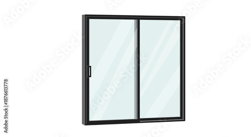 Sliding Glass Window with Black Frame.