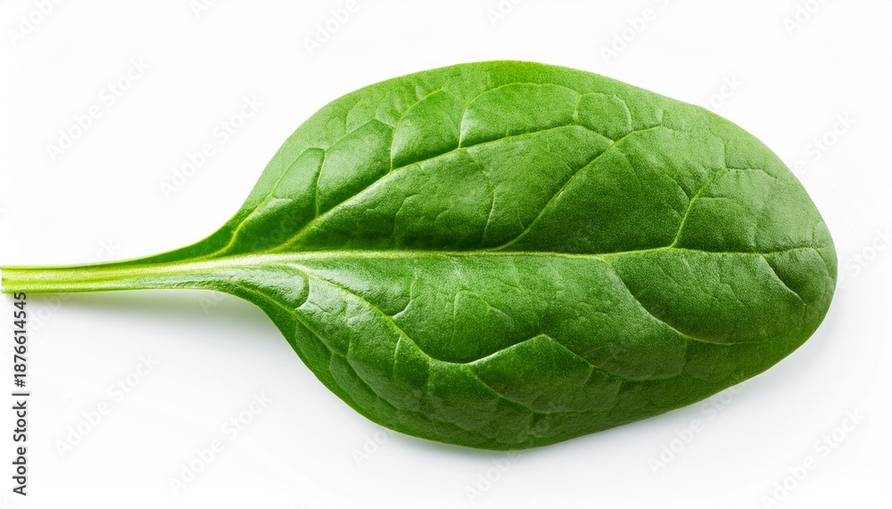 Obraz premium fresh spinach leaf close up macro detail of healthy green vegetable food diet isolated on white background