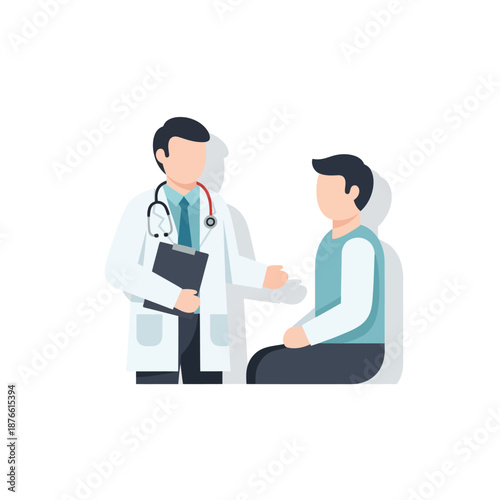 Doctor consulting patient, medical checkup, healthcare concept, flat design