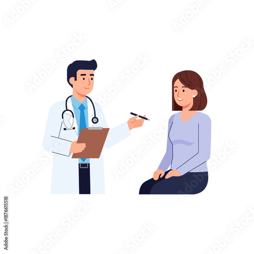 Doctor Consulting Patient with Clipboard and Pen, Medical Checkup