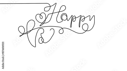 Valentine's day minimal one line art animation for love celebration