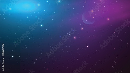 Abstract Cosmic Galaxy Background, Blue and Purple Gradient Space with Stars