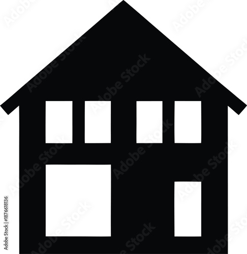modular prefab housing unit silhouette vector illustration on transparent background
