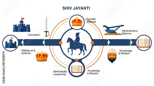Vector illustration of Shiv Jayanti, a character from India, depicted in a graphic resource with various icons and symbols.
