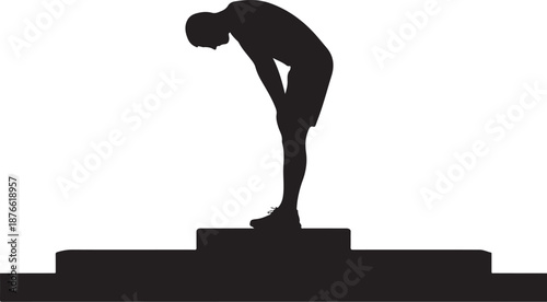 Silhouette of person diving from platform black