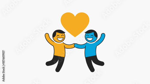Two people showing friendship and affection towards each other with a heart symbol