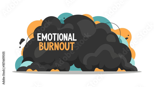 Illustration of Emotional Burnout Concept with Dark Clouds