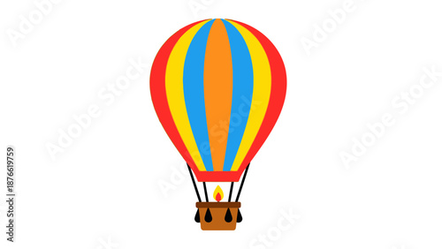 Colorful Hot Air Balloon Illustration on White Background