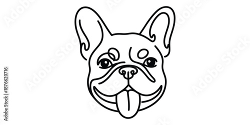 Minimalist french bulldog head line art