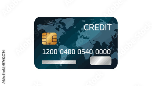 Credit Card with World Map Background - Global Finance and Online Shopping Concept