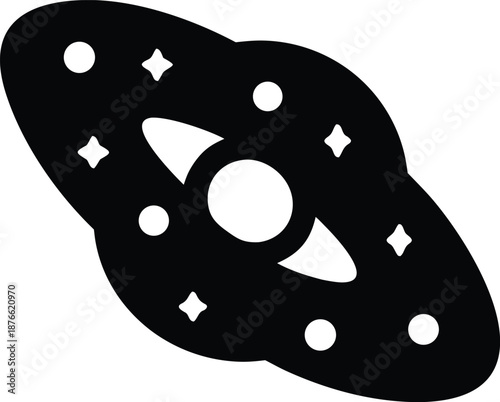 black hole event horizon silhouette vector illustration on transparent background