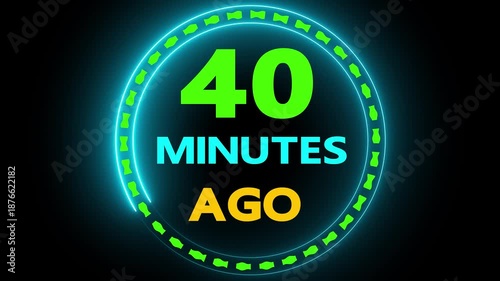 40 minutes ago neon countdown motion graphic