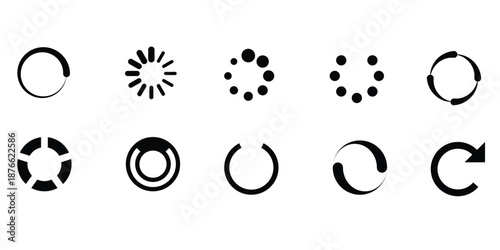 Set of loading and refresh icons for web and app interfaces.