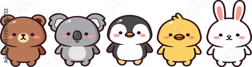 Adorable animal cartoon pack illustration featuring cute creatures in a playful setting with various animals