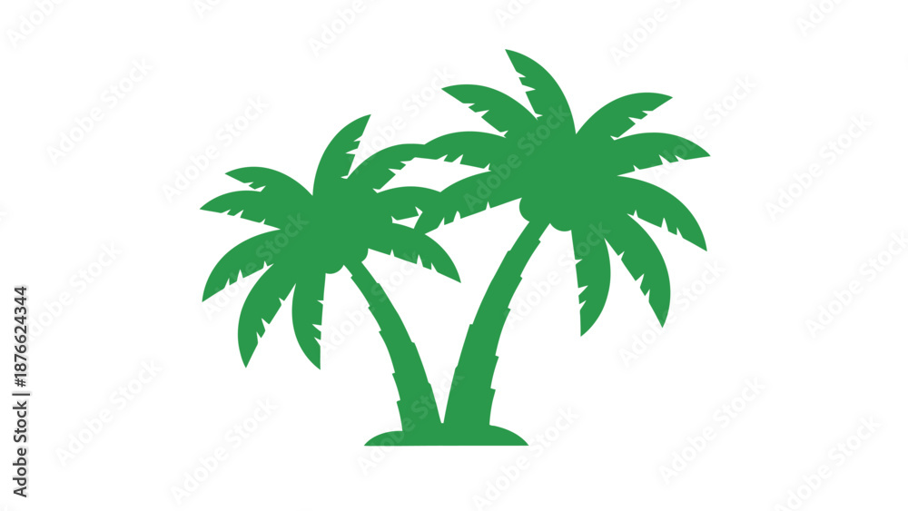 Obraz premium Green Palm Trees Silhouette Icon on White Background