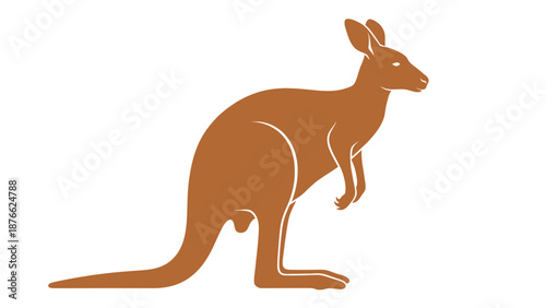 Kangaroo Silhouette Icon, Australian Wildlife Animal, Vector Art