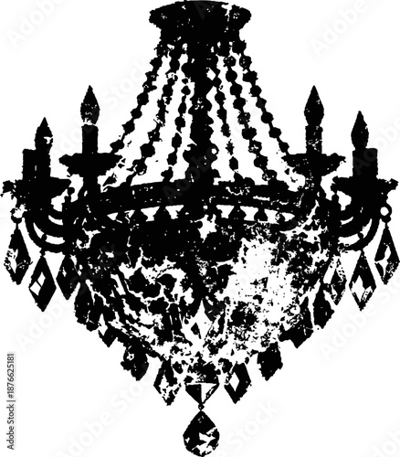 elegant vintage chandelier silhouette with crystals and ornate candle holders